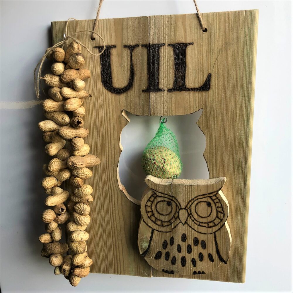 uil met vogelvoer